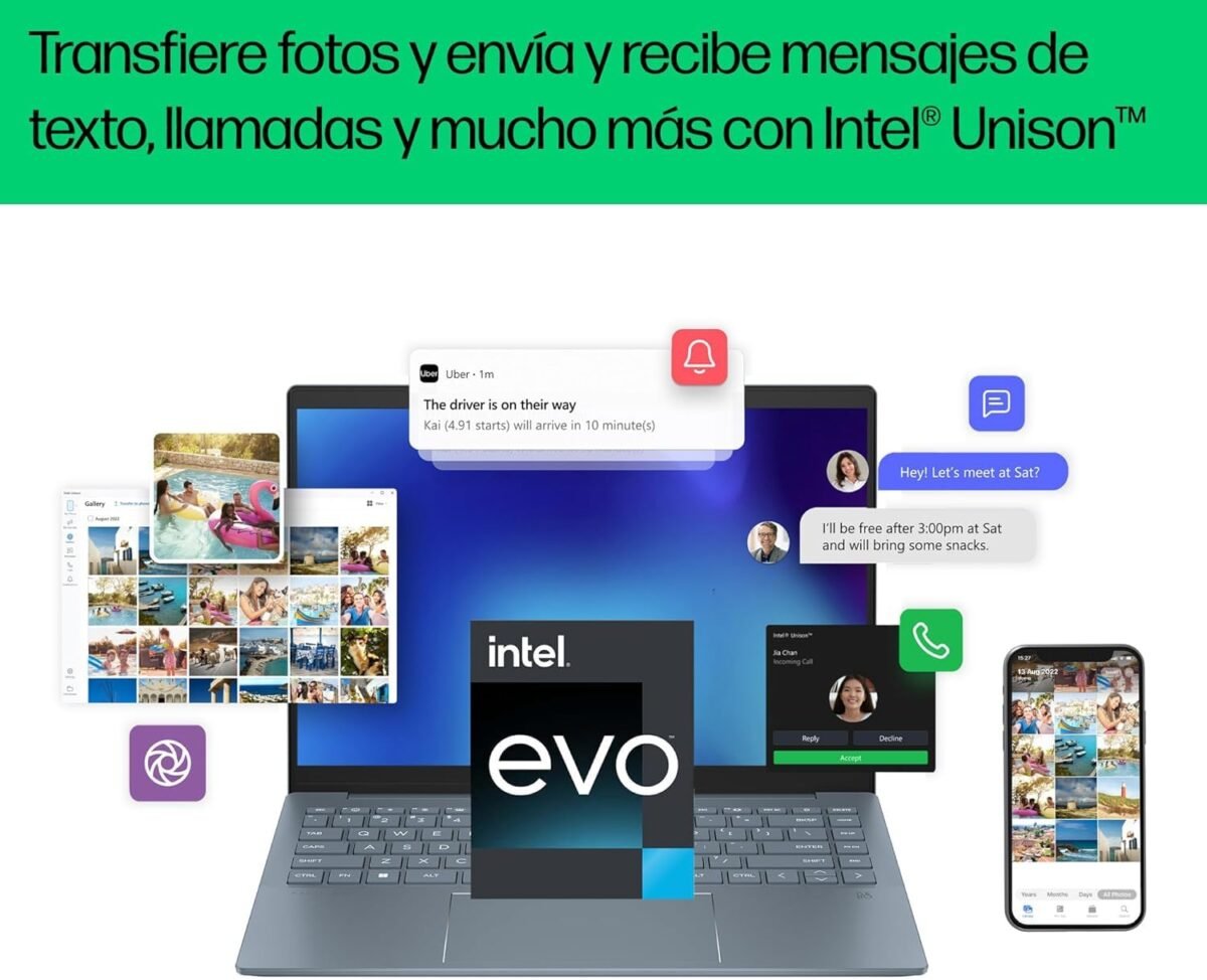 HP 15 fd1011ns Ordenador portátil de 156 FHD Intel Ultra 7 155H 32GB RAM 1TB SSD Intel Iris Xe Graphics Windows 11 Plata y Azul Teclado QWERTY Español Ma boutique